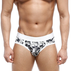 MetroMaleWear 365 hip brief camo 9005-90 gray and black camouflage pattern with white elastic waistband