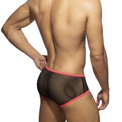 Black mesh briefs with vibrant pink trim featuring breathable fabric for stylish comfort in the FEVER mesh brief design