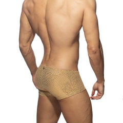 Gold stones trunk gold toned mesh patterned men’s briefs with subtle shimmer and breathable fabric design