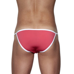 Pink swim trunks with white trim from groovin accent string bikini rouge red st0415 for casual beachwear