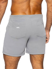 Gray BIKE athletic BAM207 coaches shorts with sleek design and two front button-closure pockets, 5 inch inseam
