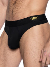 Black bike athletic BAS319 active thong with gold bike branding on waistband for men in breathable fabric