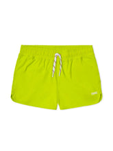 Bike® track short bright neon green athletic shorts with white drawstring and subtle bike branding on the side