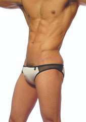 Groovin' Underwear Athletic V-Cut Mesh Brief White BV1601