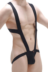 Black sleek strap-style bodysuit PetitQ BodyJockstrap black Ardun made of smooth minimalist fabric