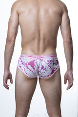 Pink and white splatter-patterned groovin underwear cup boxer with matching pink waistband cbp1808 for comfortable wear