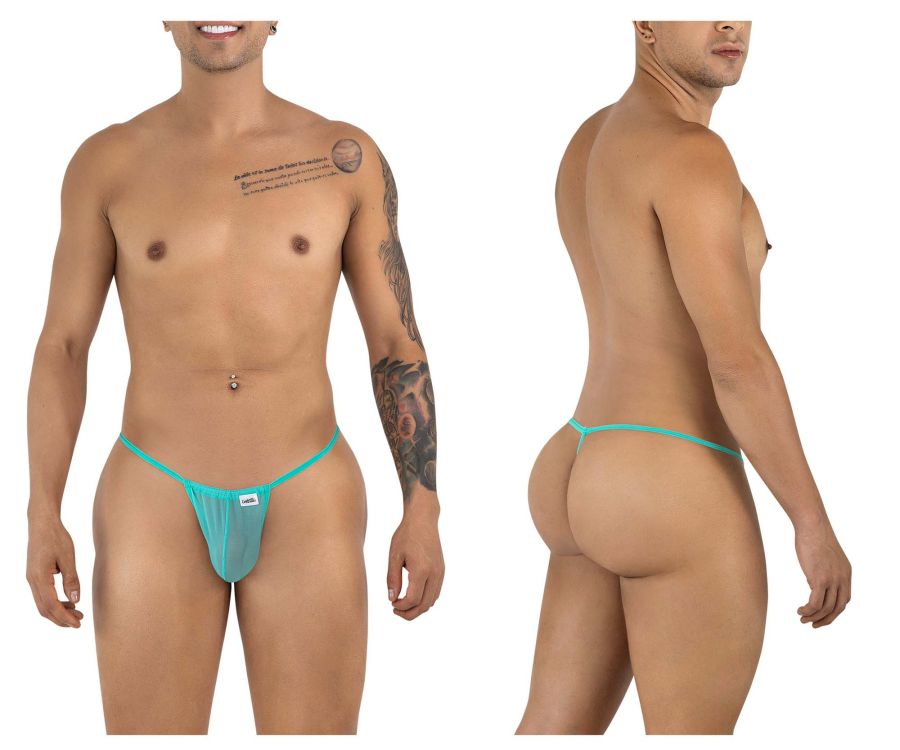 CandyMan 9586 G-String Color Aqua Mesh - EricSaloDesign.com
