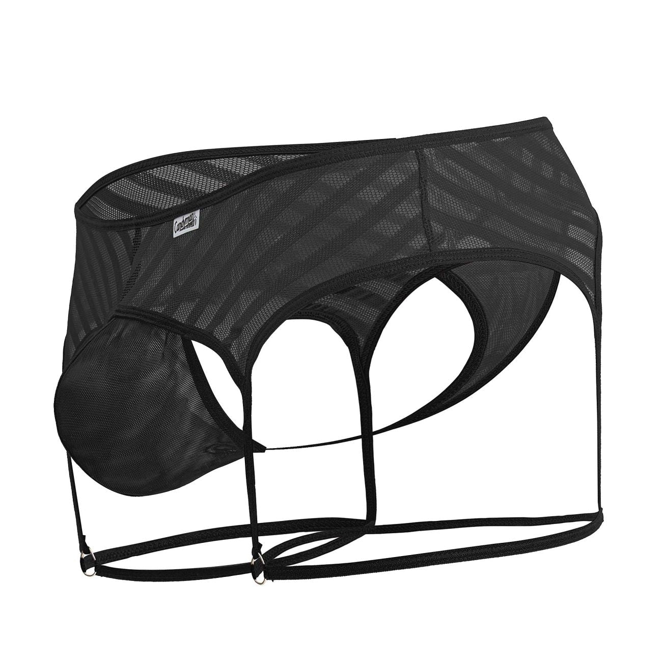 String porte-jarretelles en maille CandyMan 99792, couleur noir String porte-jarretelles en maille CandyMan 99792, couleur noir