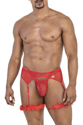 CandyMan 99806 Tenue porte-jarretelles en maille rouge