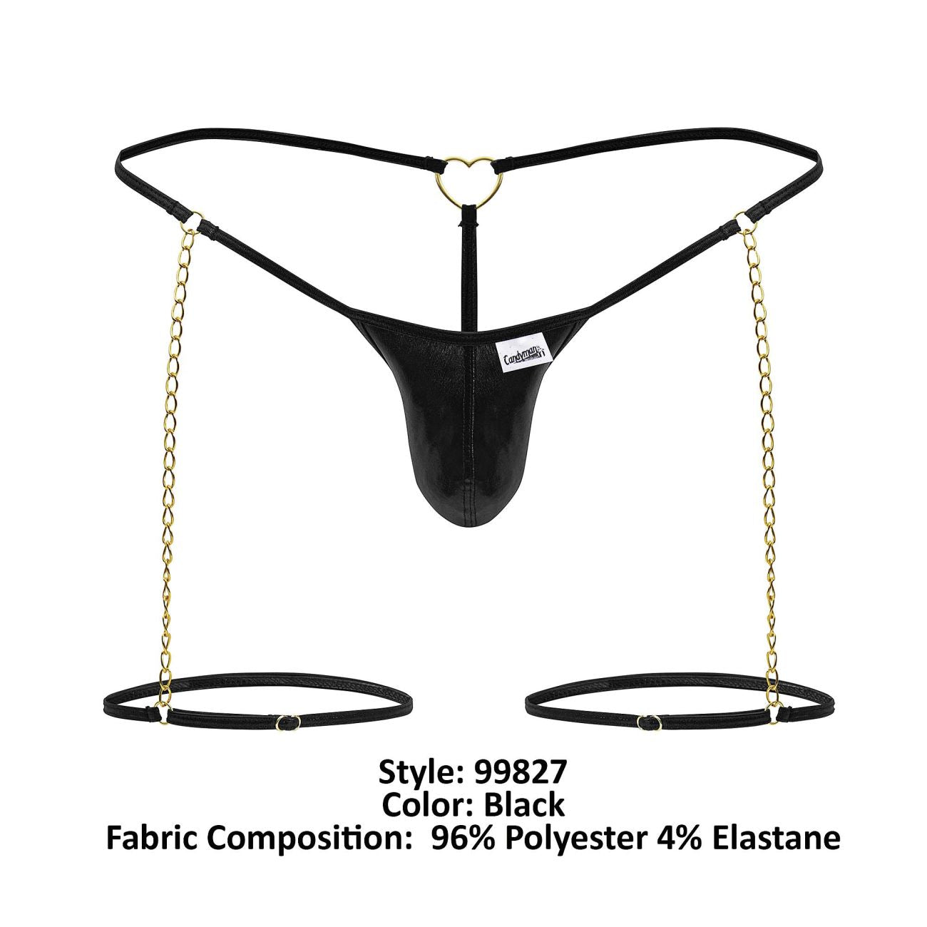 CandyMan 99827 String-Tanga mit Ketten-Strumpfband, Farbe Schwarz CandyMan 99827 String-Tanga mit Ketten-Strumpfband, Farbe Schwarz