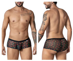 Black mesh CandyMan 99873 chili pepper trunks with vibrant red and green chili pepper print
