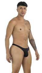 Black CandyMan 99930 thong with a form-fitting design and small logo on the side in a sleek material