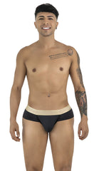 Black CandyMan 99932 briefs with beige contrasting waistband made from soft breathable fabric for everyday wear