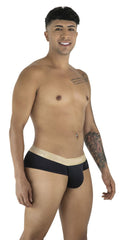 Black briefs with a contrasting beige waistband candyMan 99932 briefs color black gold for comfortable everyday wear