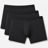 Malebasics classic tripack of black men’s boxer briefs with smooth seamless design and elastic waistband