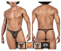 Clever 100008 3er-Pack australische Latin-Tangas, Farbe Schwarz-Orange-Schwarz