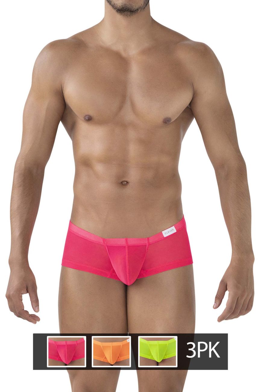 Clever 229939 3PK Australian Latin Trunks Trunks Color Fuchsia-Orange-Green Clever 229939 3PK Australian Latin Trunks Trunks Color Fuchsia-Orange-Green
