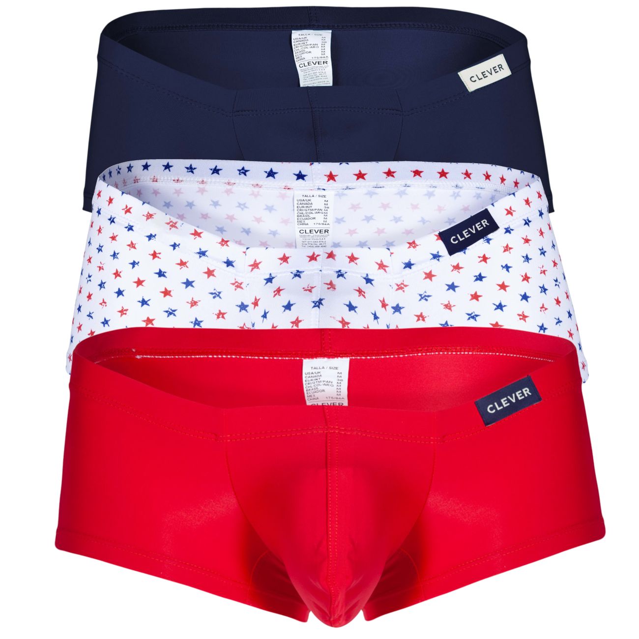 Clever 229949 Lot de 3 boxers latins australiens Couleur : rouge, bleu et blanc Clever 229949 Lot de 3 boxers latins australiens Couleur : rouge, bleu et blanc