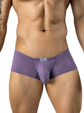 Clever Moda lilac Cronos trunks for men featuring a subtle textured pattern and a logo tag on the front waistband.