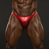 MetroMaleWear posingWear core red posing suit glossy vibrant red fabric briefs with sleek form-fitting design
