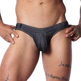 Denim Black Thong by Gigo Underwear