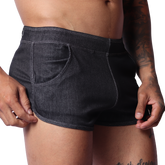 Denim Black Hot Shorts front view by Gigo Underwear
