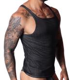 Denim Black Tank front view by Gigo Underwear