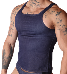Denim Blue Tank front view by Gigo Underwear