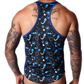 Dog Blue Tank back view by Gigo Underwear