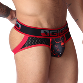 Dog Red Jockstrap front view by Gigo Underwear