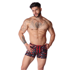 Dog Red Shorts on model by Gigo Underwear