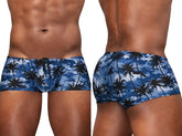 Ergowear ew1825 feel sw dark blue palms swim trunks with blue and black palm tree pattern for swimming and beachwear