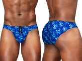 Ergowear ew1826 feel sw swim bikini royal blue with black zipper features blue floral-patterned swim trunks