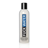 An 8.1 oz bottle of Fuck Water hybrid personal lubricant with a black cap and white label featuring blue and black text.