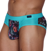 Garden Blue Brief front view by Gigo Underwear