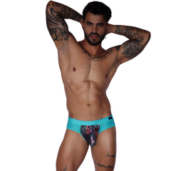 Garden Blue Brief on model by Gigo Underwear