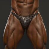 MetroMalewear posingwear gold crack posing suit shiny silver crocodile skin textured briefs front view