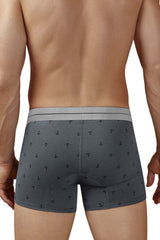 Gray cotton blend boxer briefs with subtle black anchor pattern and light gray waistband hawai 42521 trunks