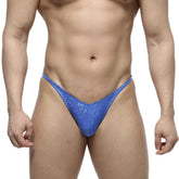 Blue sequined thong posing suit by metromalewear for ifbb pro dazzling blue edition