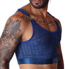 Illusion Blue Crop Top front view by Gigo Underwear