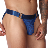 Illusion Blue Jockstrap front view by Gigo Underwear