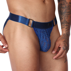 Illusion Blue Jockstrap front view by Gigo Underwear