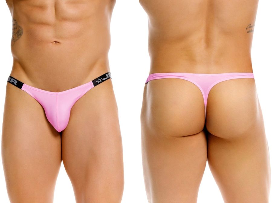 Pink jor 2357 eros thong with black elastic waistband star logo and j branding on front side