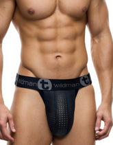 WildmanT Big Boy Pouch Jockstrap aus Gummi/Baumwolle, Schwarz