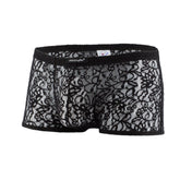 Black lace men’s underwear js08-joe snyder boxer mesh with intricate floral patterns and sheer mesh design