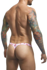 Justin simon xsj03 classic pink thong with small pink bow pattern in coquette color for comfortable wear