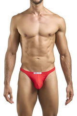 Classic justin simon xsj03 form-fitting red briefs with white brand tag at waistband