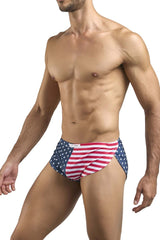 Men’s justin simon xsj09 running shorts with usa flag pattern designed for active wear
