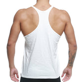 White racerback gym tank top metroMuscleWear M1027-00 designed for workout comfort and flexibility