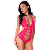 Magic Silk Halter Teddy w/ Snap Crotch
